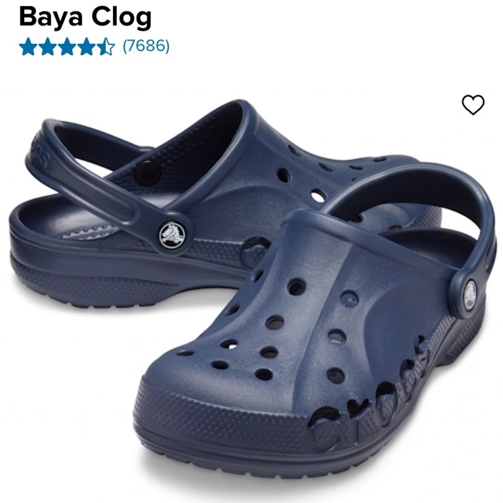 Navy Blue Rubber Unisex Baya Crocs Clogs